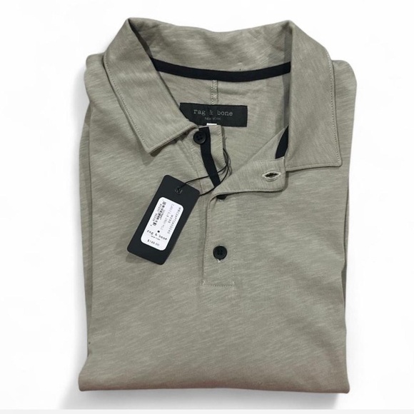 NWT rag & bone Men's Designer Classic Green Polo Shirt Size Medium - Picture 4 of 4